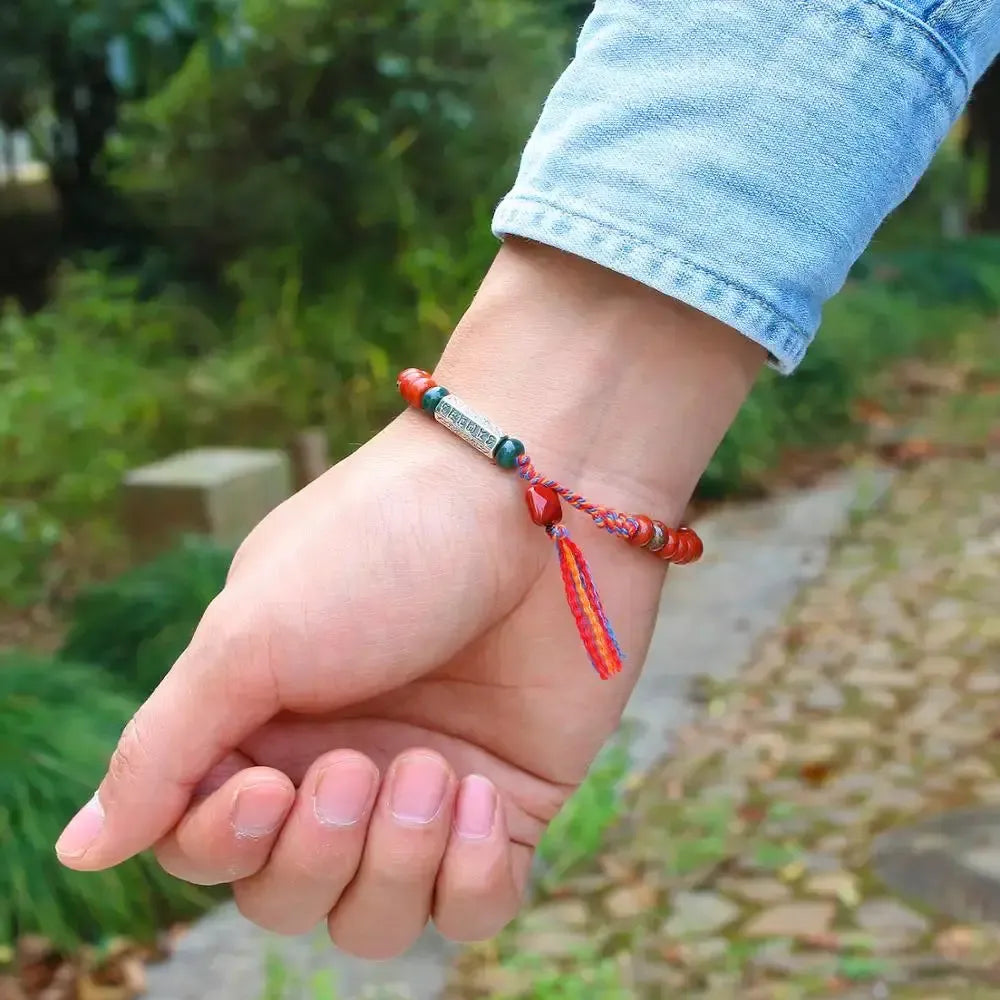 Bracelet de chance en Jaspe rouge naturel