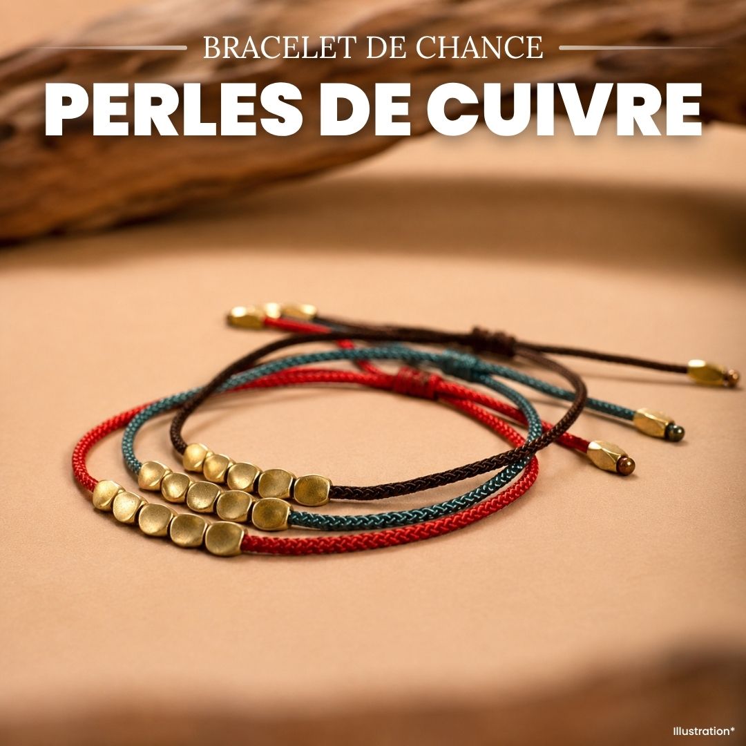 Bracelet de chance tibétain et perles de cuivre
