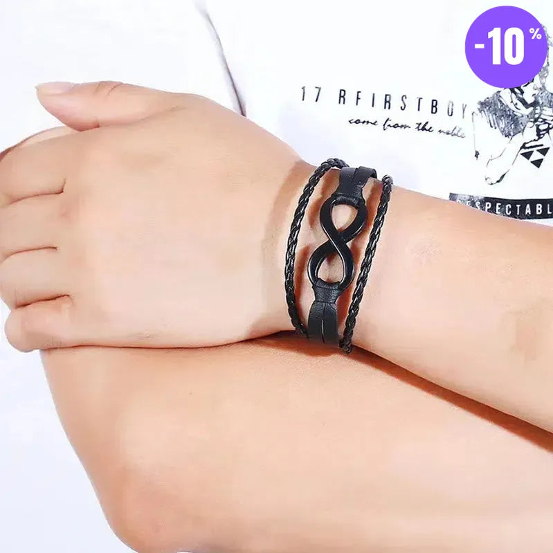 Bracelet de charme Vintage avec symbole de l’Infini en cuir