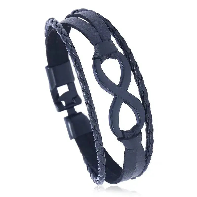 Bracelet de charme Vintage avec symbole de l’Infini en cuir