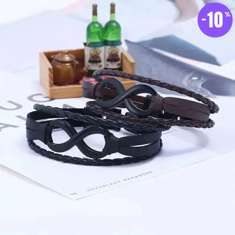 Bracelet de charme Vintage avec symbole de l’Infini en cuir
