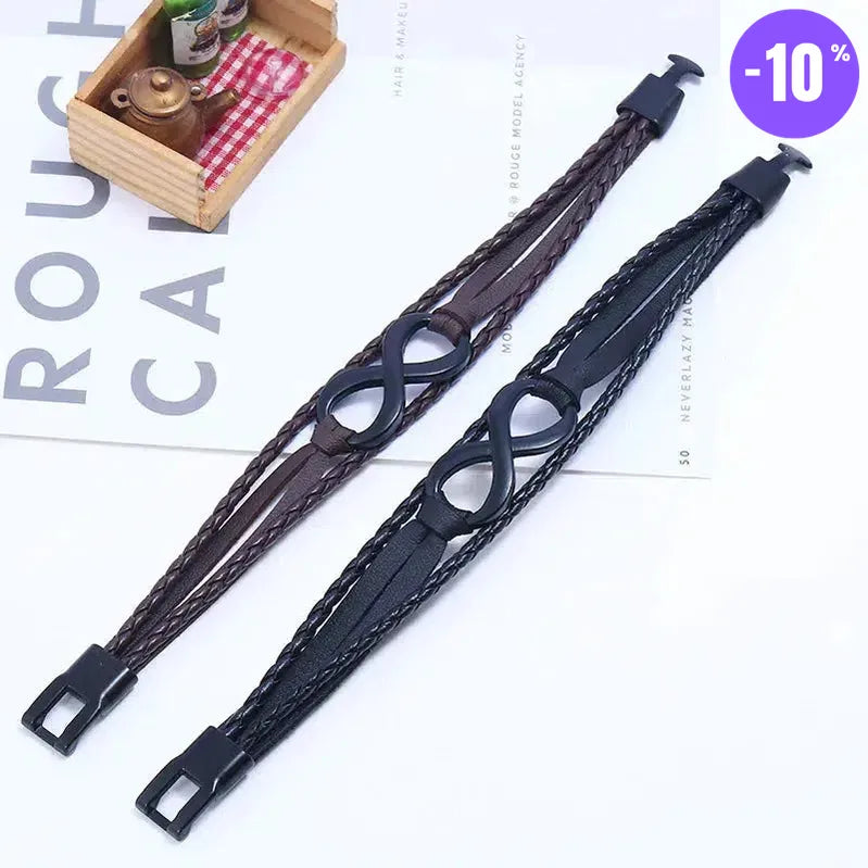 Bracelet de charme Vintage avec symbole de l’Infini en cuir