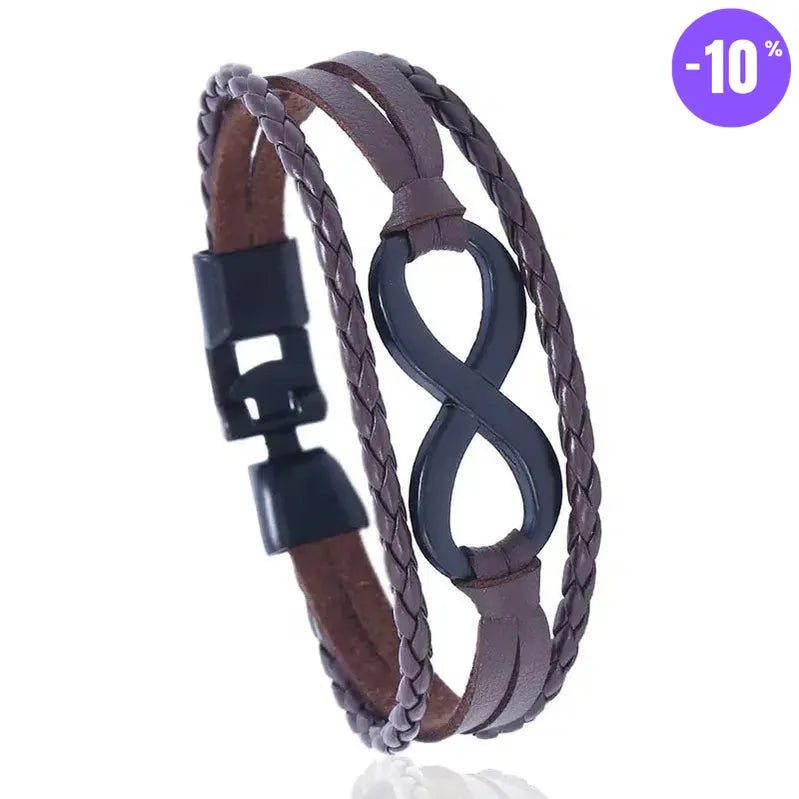 Bracelet de charme Vintage avec symbole de l’Infini en cuir