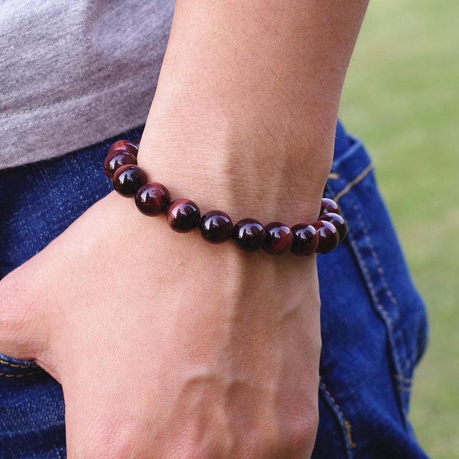 Bracelet de protection en perles d'Œil de tigre rouge