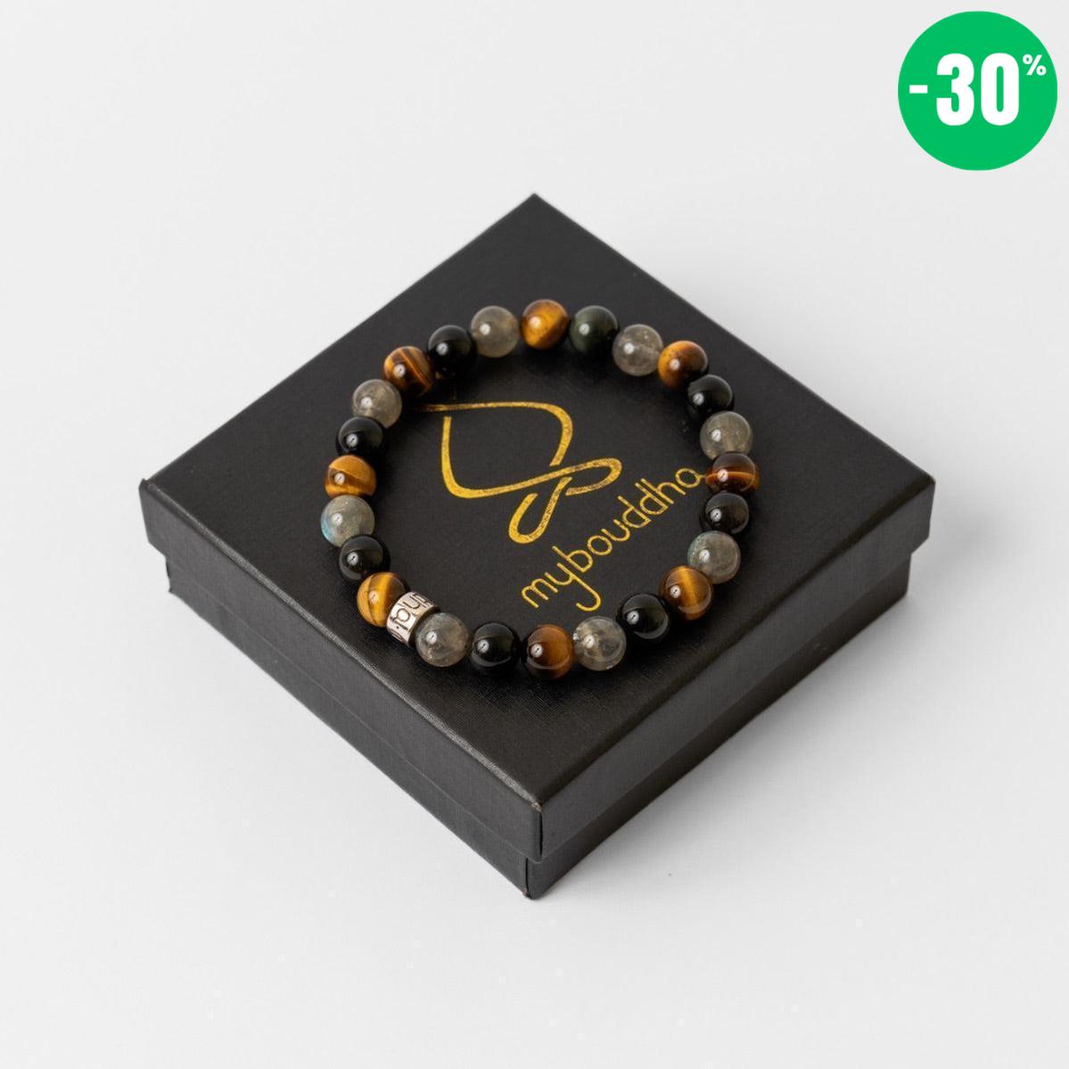 Bracelet de « Protection extrême » en Labradorite, Obsidienne Noire et Oeil de Tigre