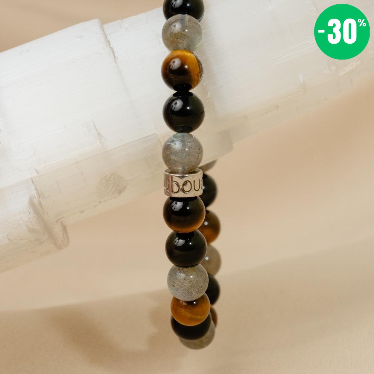 Bracelet de « Protection extrême » en Labradorite, Obsidienne Noire et Oeil de Tigre