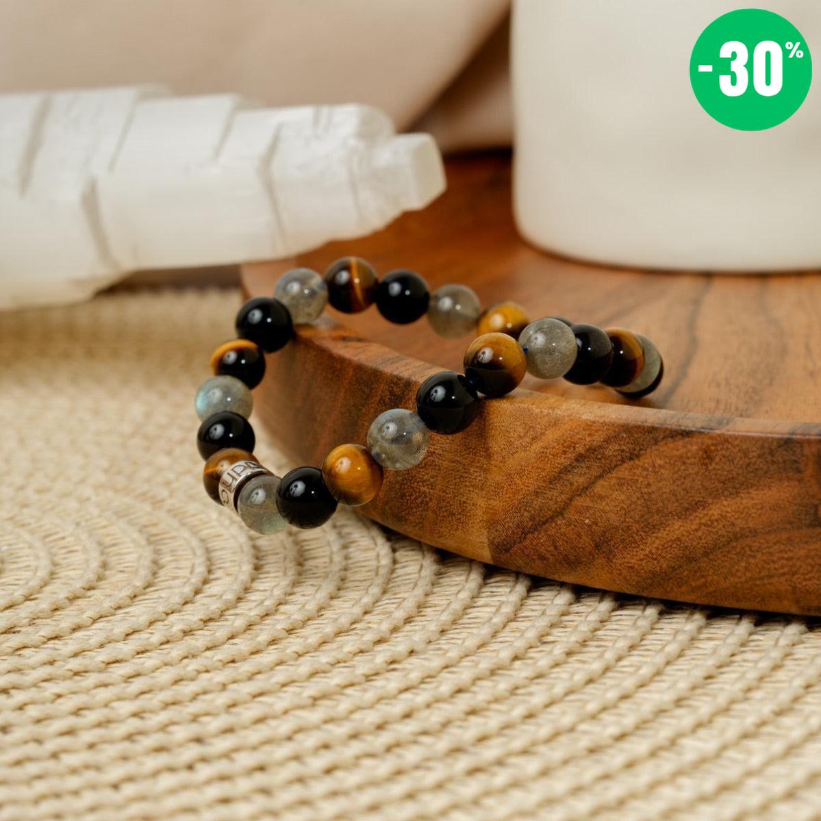 Bracelet de « Protection extrême » en Labradorite, Obsidienne Noire et Oeil de Tigre