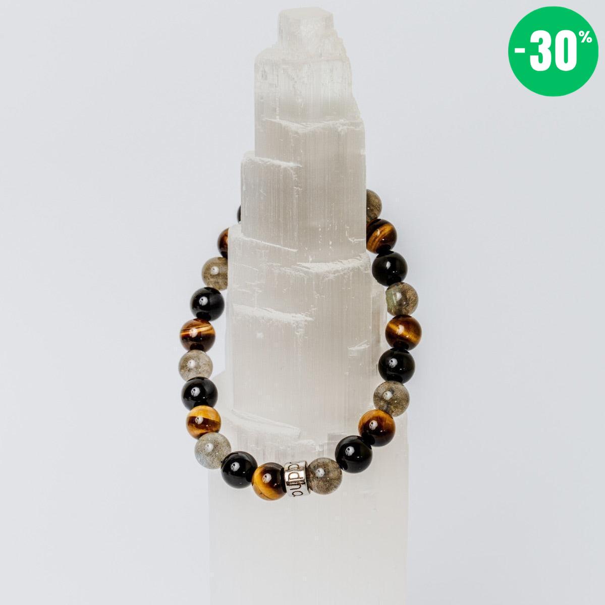 Bracelet de « Protection extrême » en Labradorite, Obsidienne Noire et Oeil de Tigre