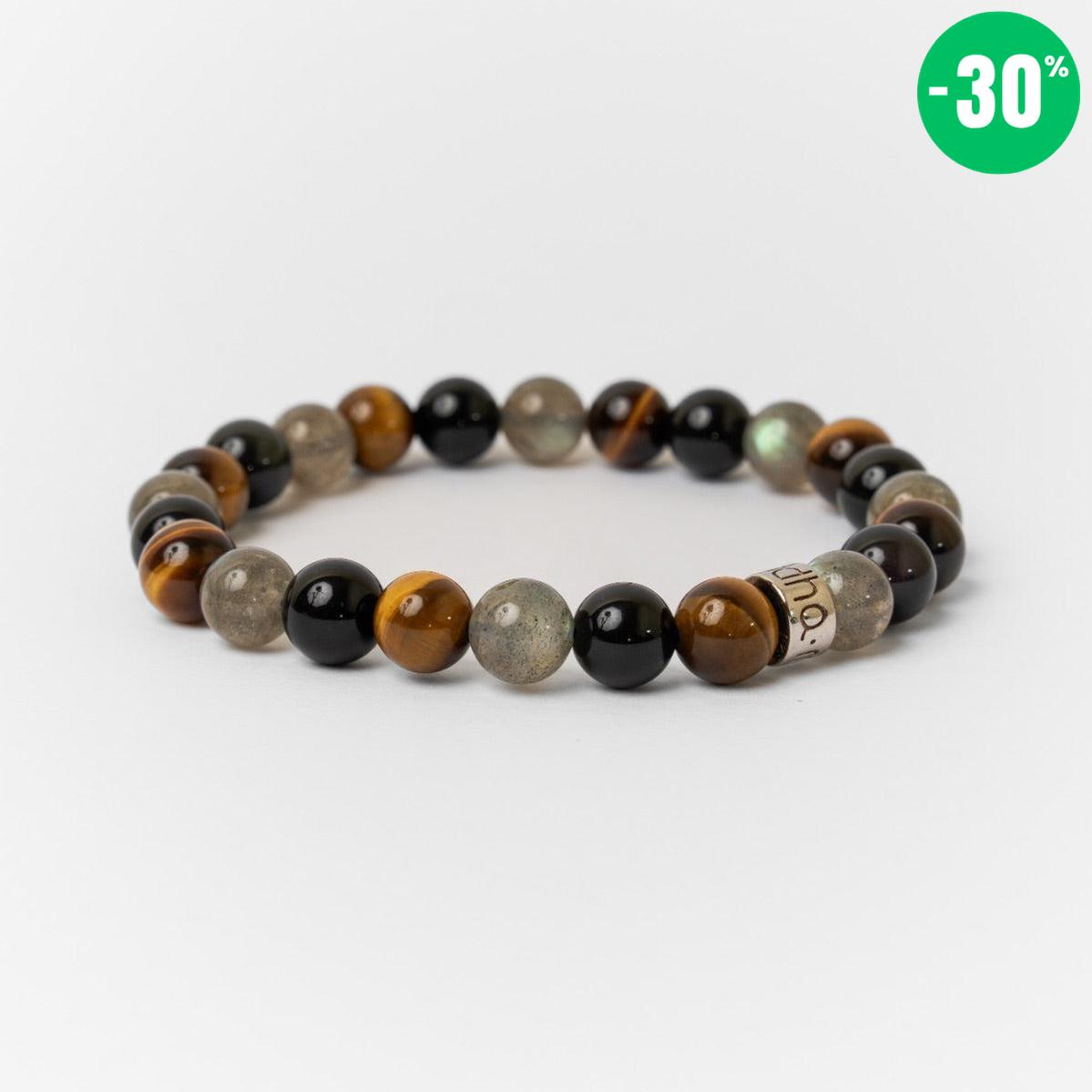 Bracelet de « Protection extrême » en Labradorite, Obsidienne Noire et Oeil de Tigre