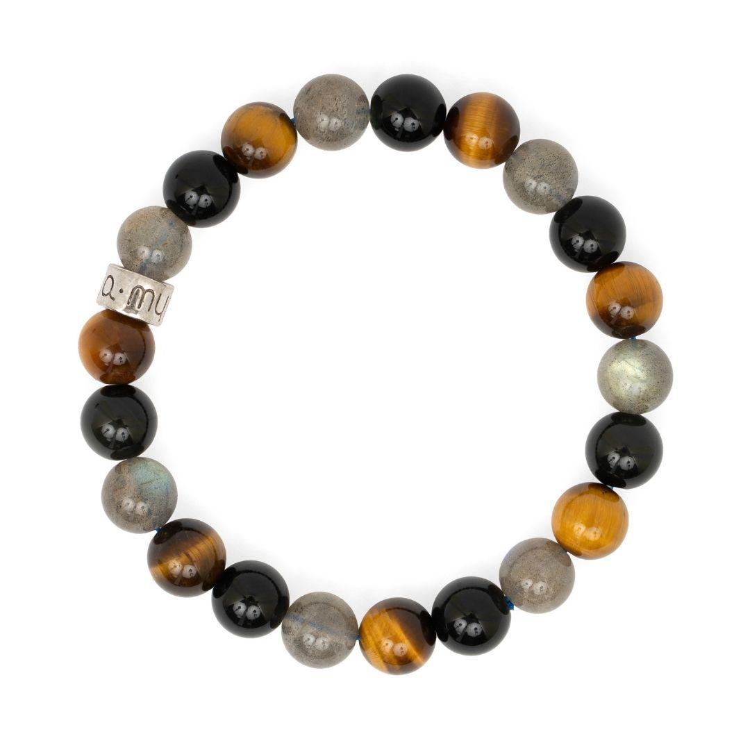 Bracelet de « Protection Extrême » en Obsidienne Noire, Labradorite et Œil de Tigre
