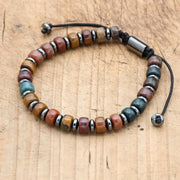 Bracelet d'Équilibre en Jaspe Océan et Hématite