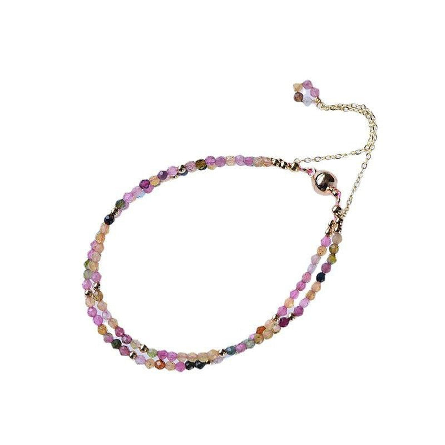 Bracelet deux rangs en Tourmaline multicolore