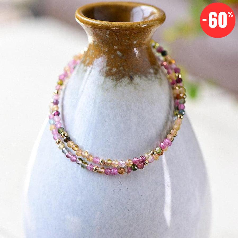 Bracelet deux rangs en Tourmaline multicolore