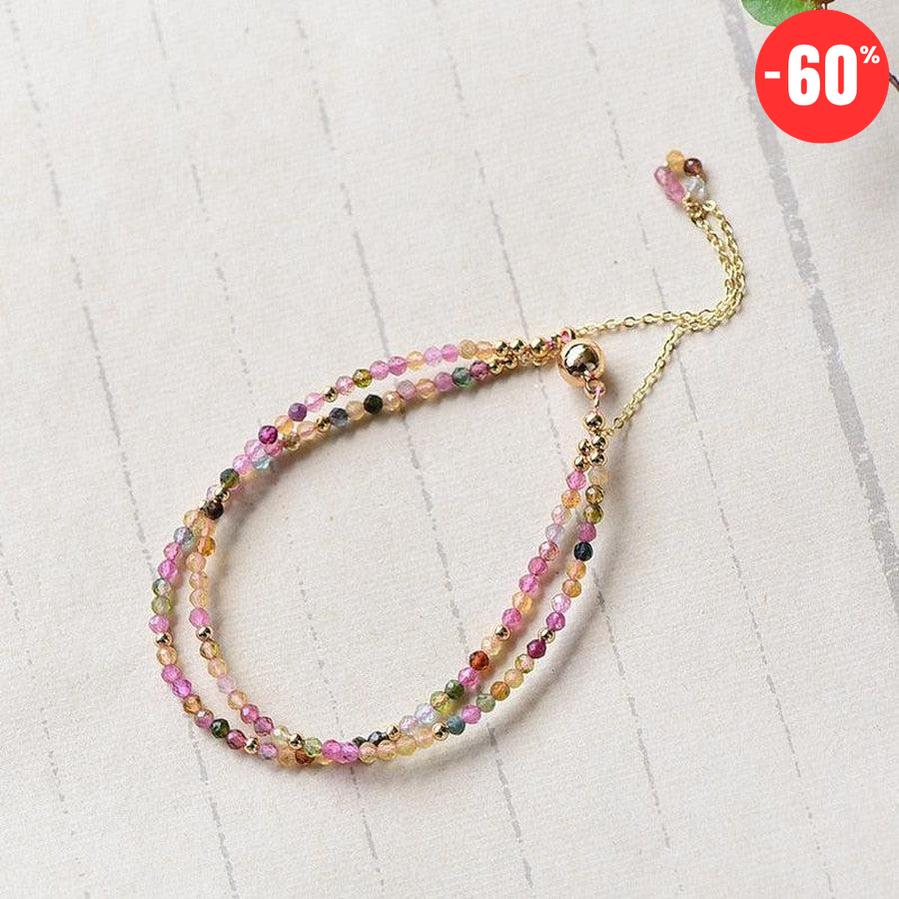 Bracelet deux rangs en Tourmaline multicolore