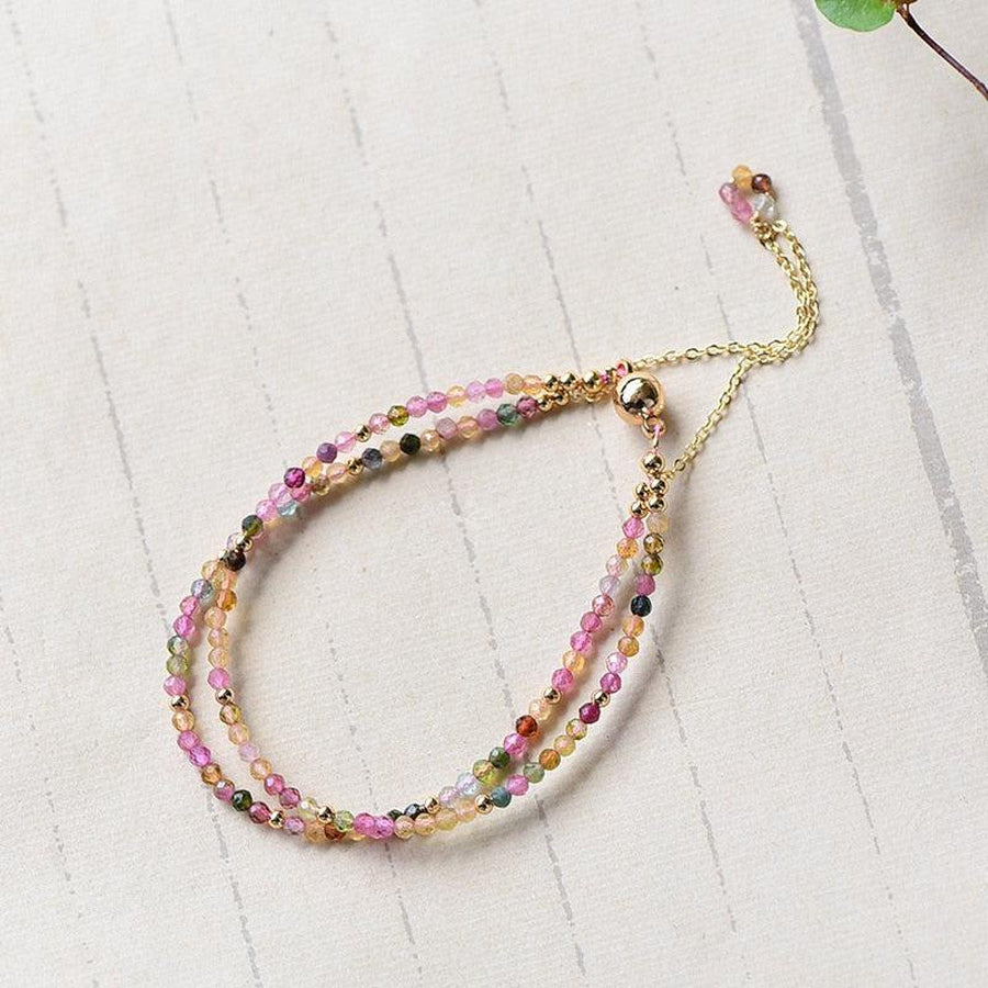 Bracelet deux rangs en Tourmaline multicolore