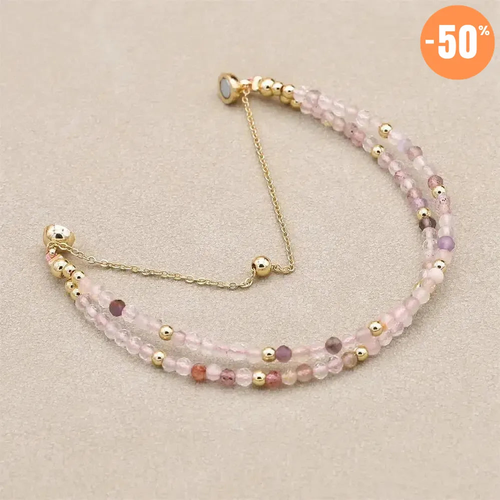 Bracelet double rangs en Cristal rose