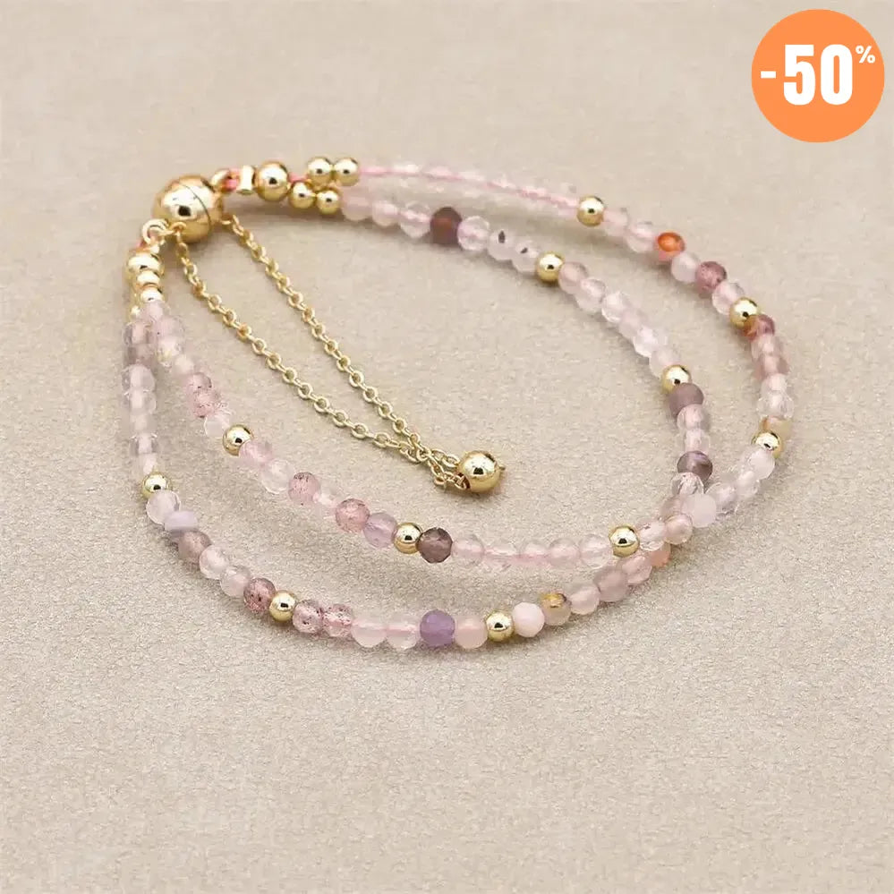 Bracelet double rangs en Cristal rose