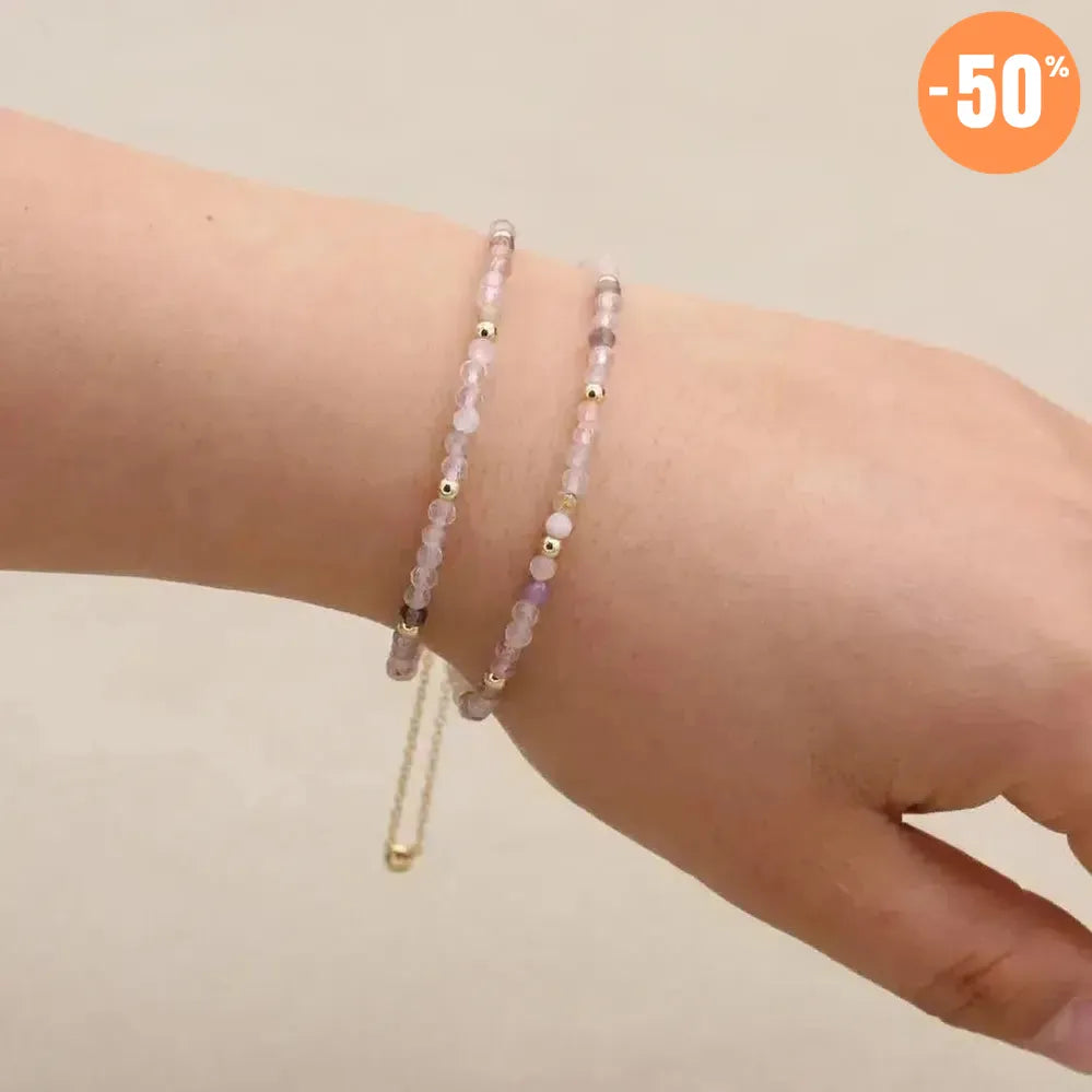 Bracelet double rangs en Cristal rose