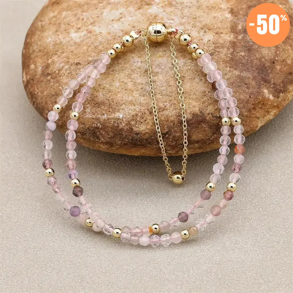 Bracelet double rangs en Cristal rose