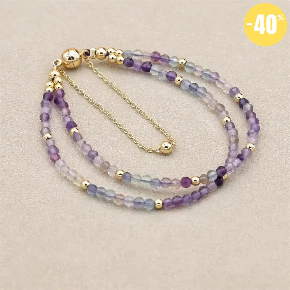 Bracelet double rangs en perles Fluorite naturelles colorées