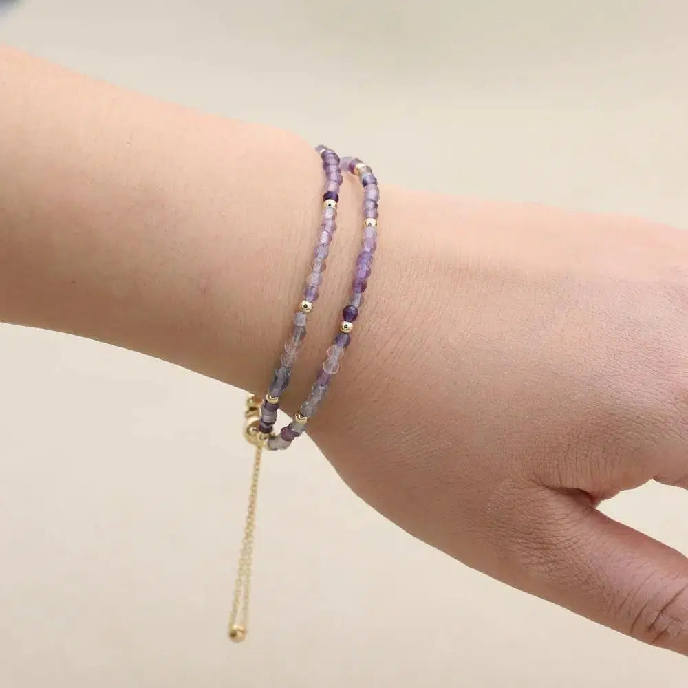Bracelet double rangs en perles Fluorite naturelles colorées
