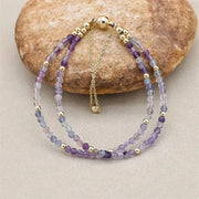 Bracelet double rangs en perles Fluorite naturelles colorées