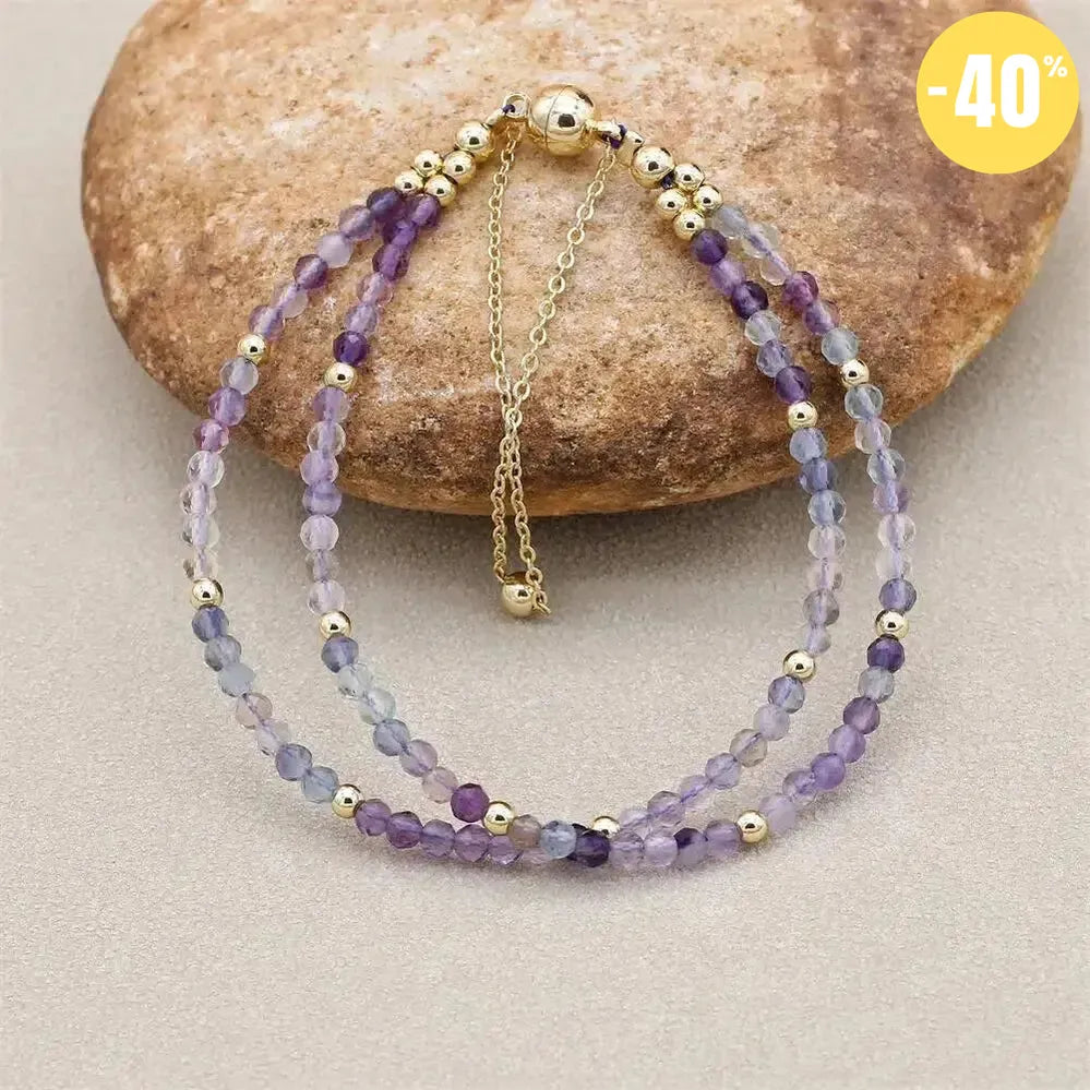 Bracelet double rangs en perles Fluorite naturelles colorées