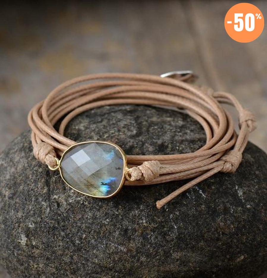 Bracelet en corde cirée et Labradorite
