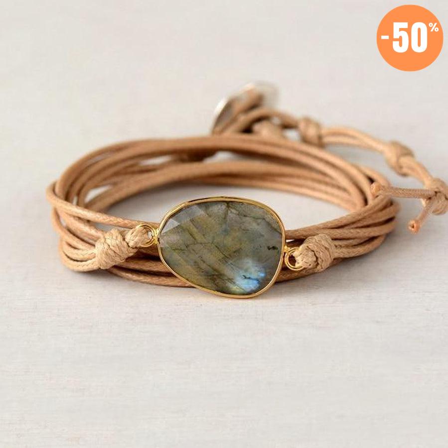 Bracelet en corde cirée et Labradorite