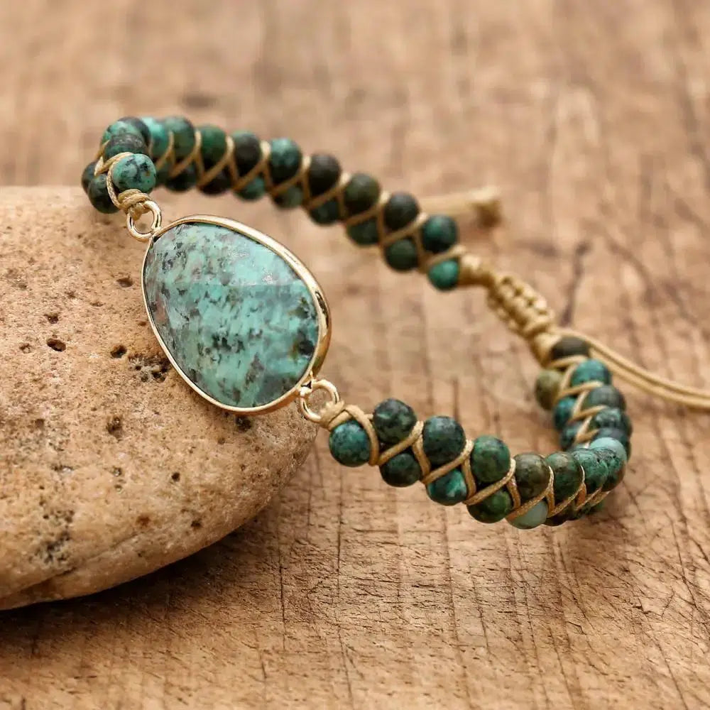 Bracelet en Jaspe africain naturel fait à la main