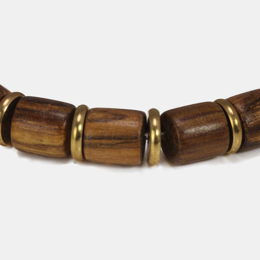 Bracelet en perles de bois de Nanmu cylindriques
