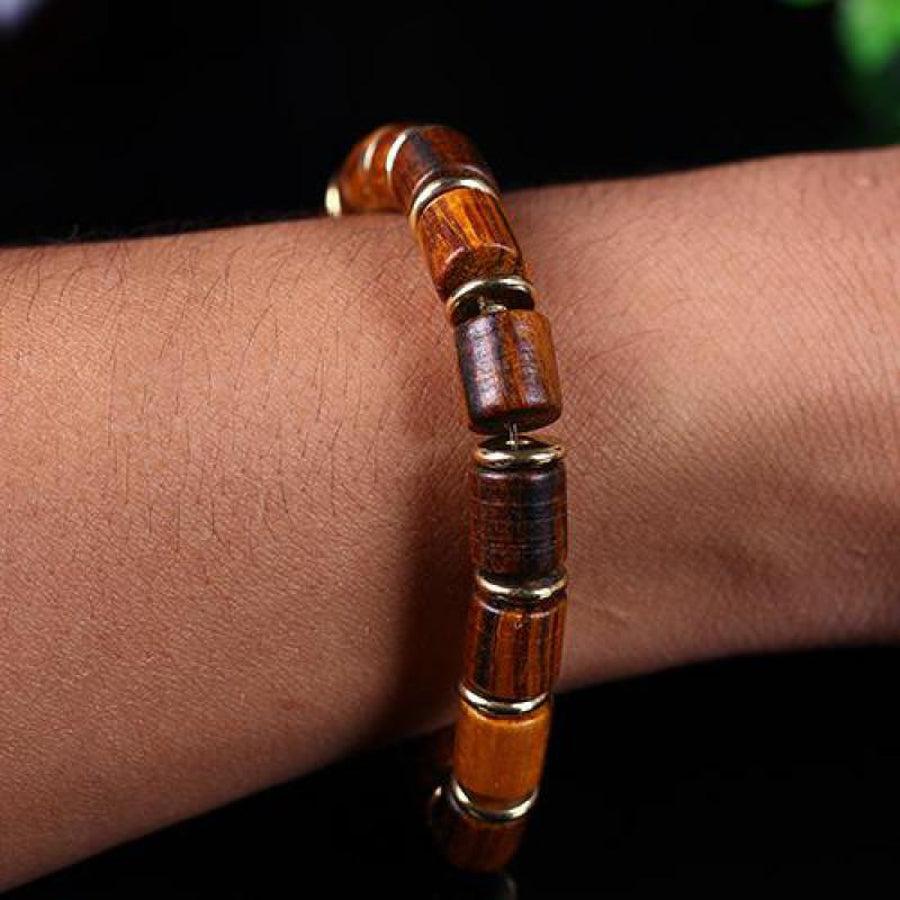 Bracelet en perles de bois de Nanmu cylindriques