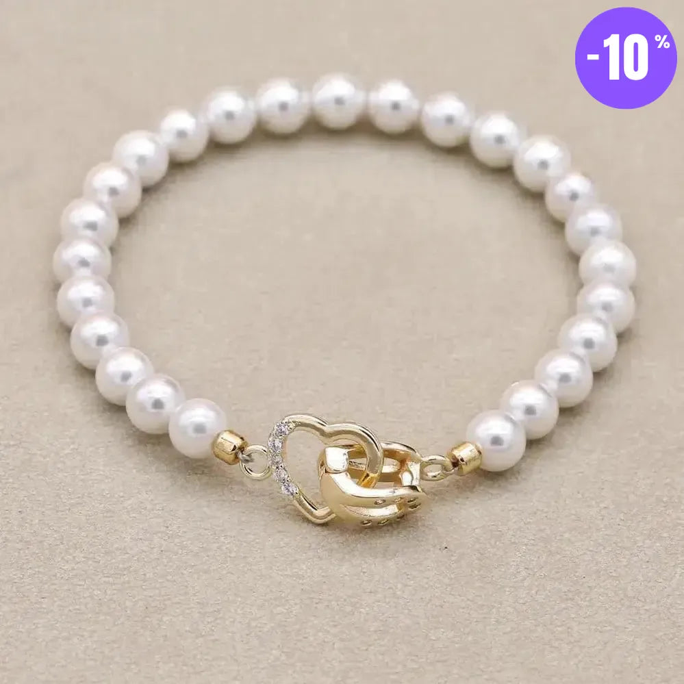 Bracelet en perles d'Œil de tigre bleu royal et fermoir cœur