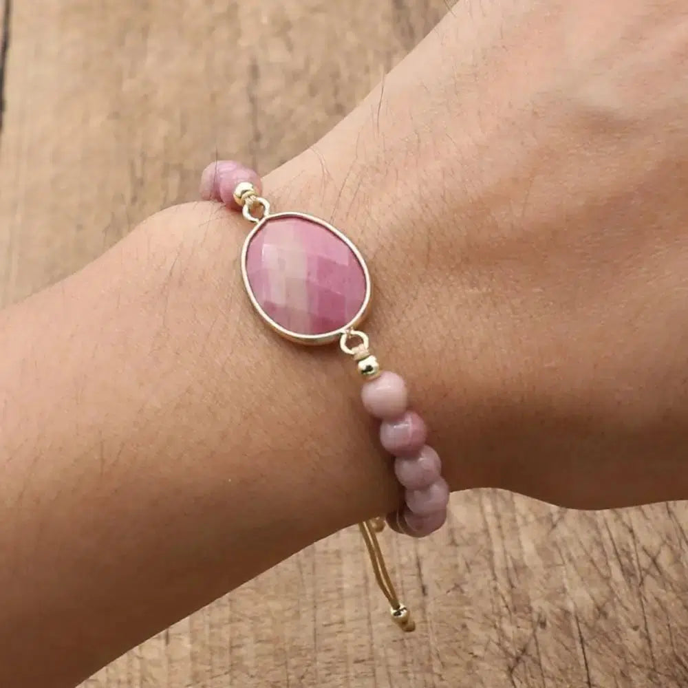 Bracelet en pierre de Rhodonite