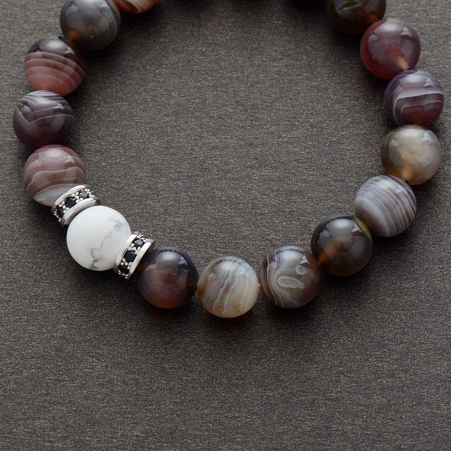 Bracelet en pierres d’Agate Botswana et Howlite