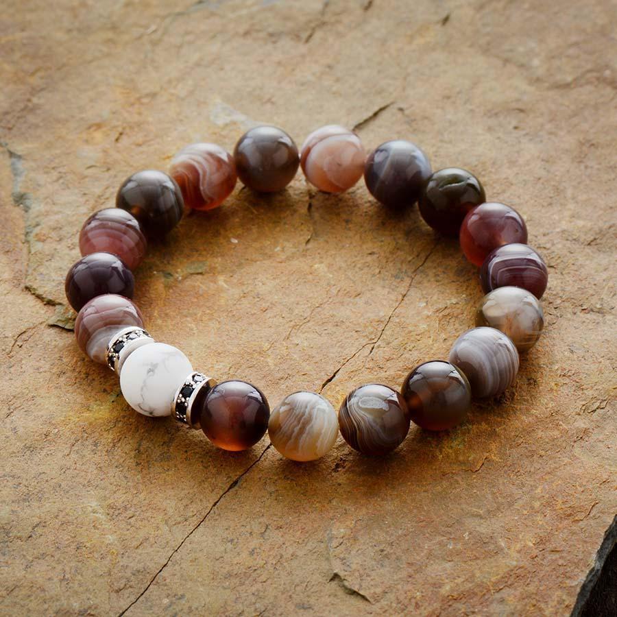 Bracelet en pierres d’Agate Botswana et Howlite