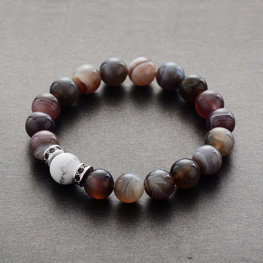 Bracelet en pierres d’Agate Botswana et Howlite