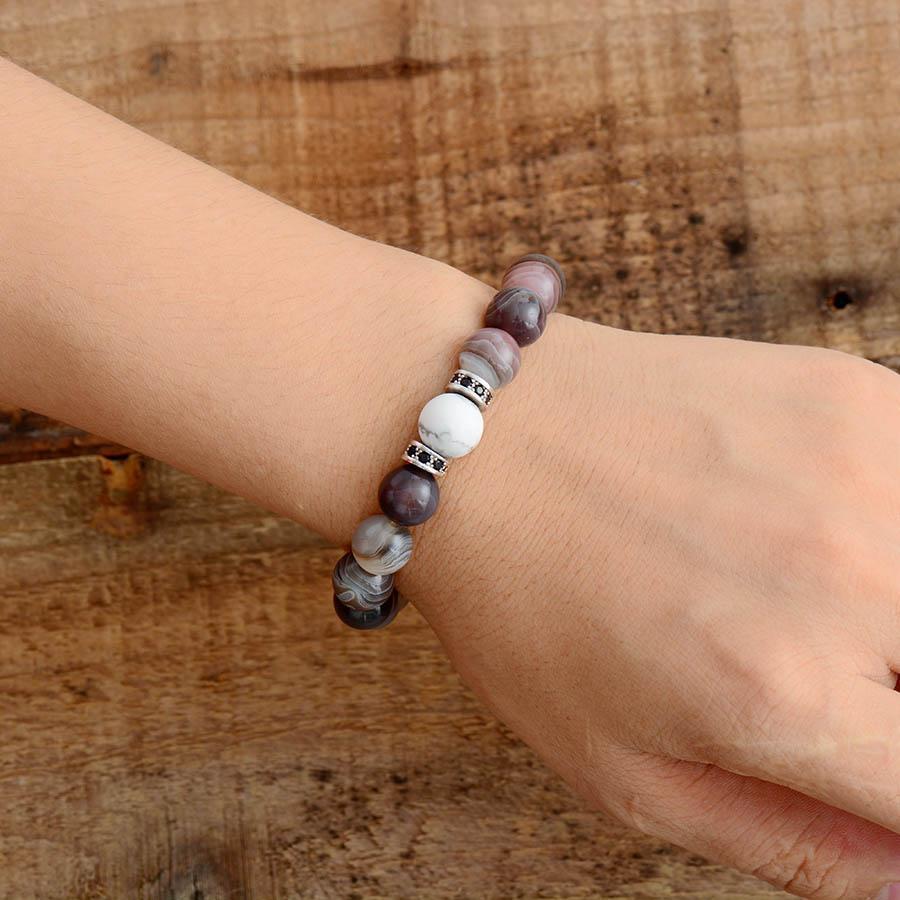 Bracelet en pierres d’Agate Botswana et Howlite