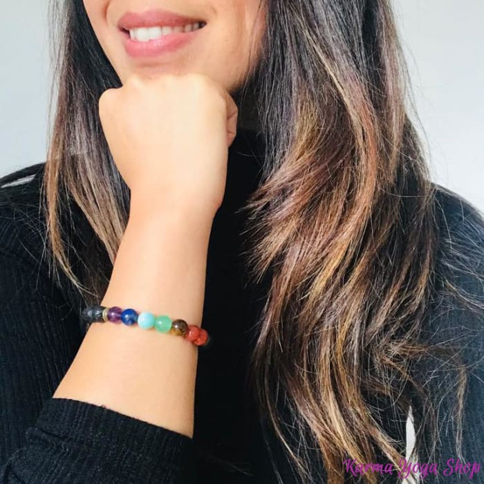 Bracelet en Pierres de Lave "Guérison des 7 chakras"