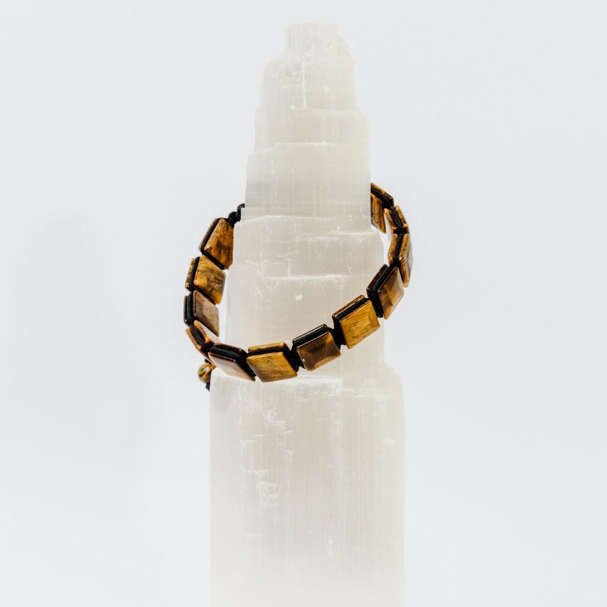 Bracelet en pierres d'Œil de tigre carrées