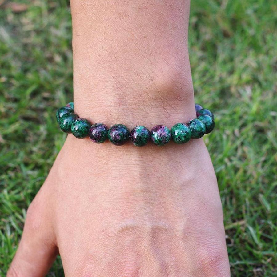 Bracelet en pierres verte tigrées