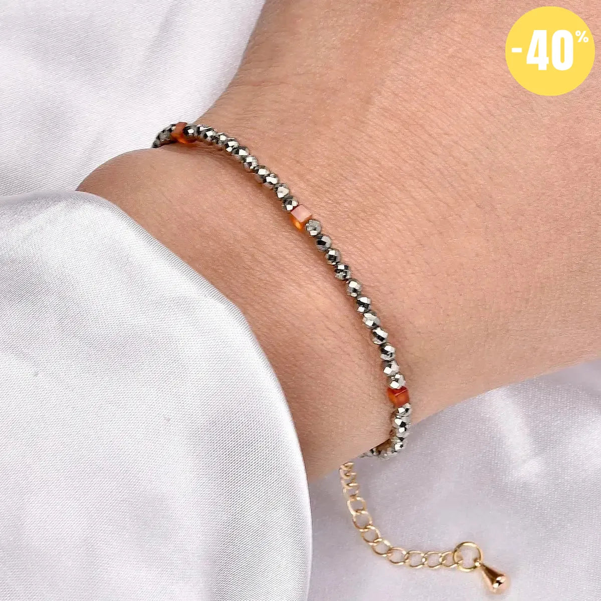 Bracelet énergétique en Pyrite et Cornaline rouge