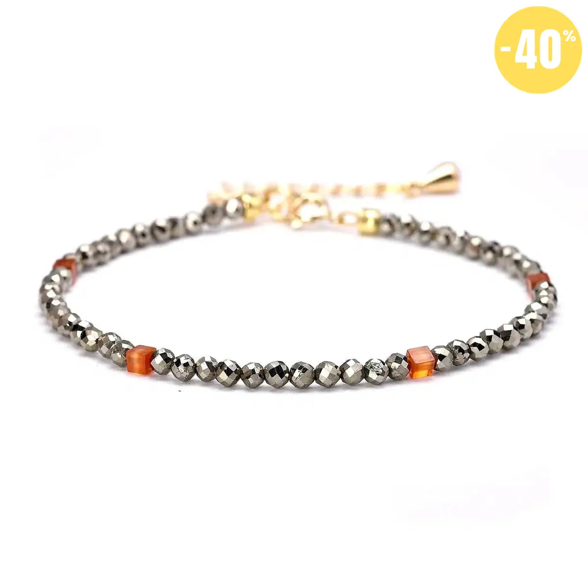 Bracelet énergétique en Pyrite et Cornaline rouge