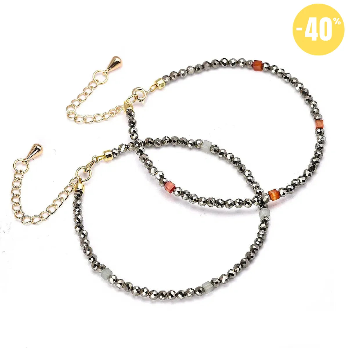 Bracelet énergétique en Pyrite et Cornaline rouge