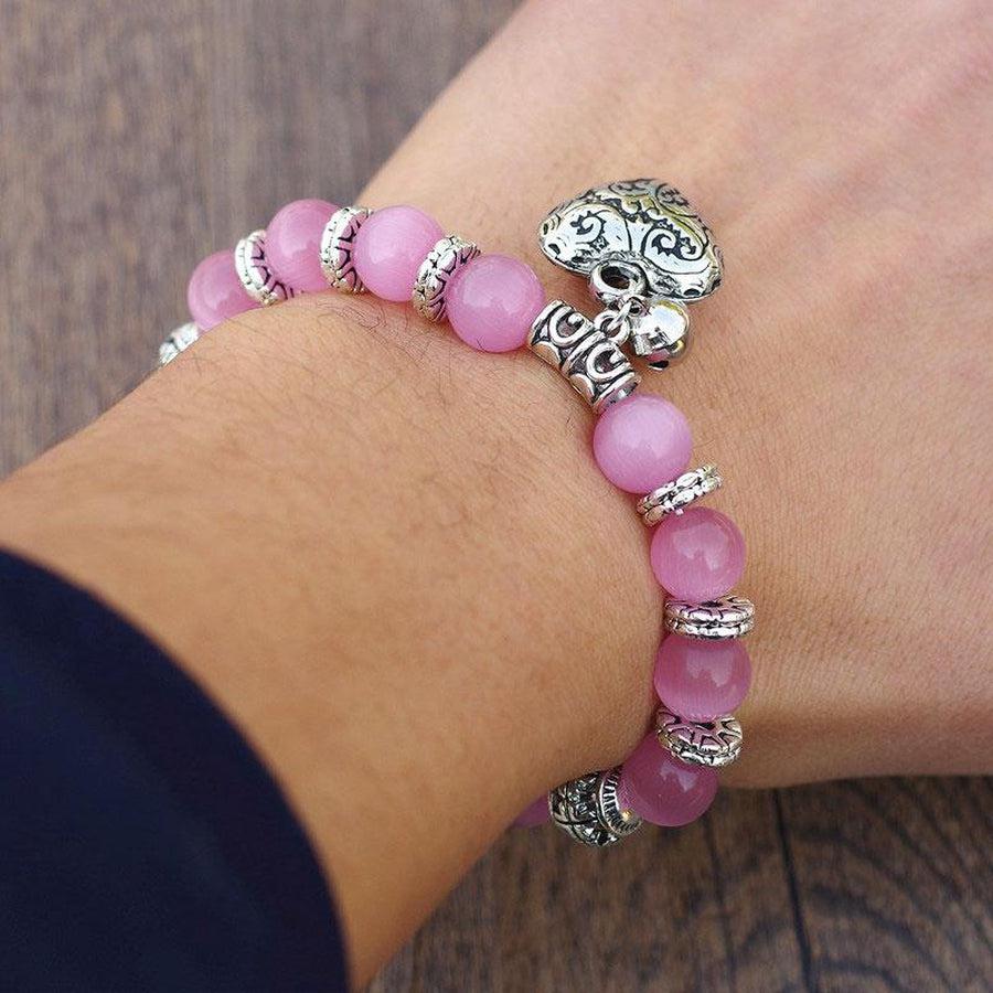 Bracelet ENERGIE POSITIVE et AMOUR en Opale Rose