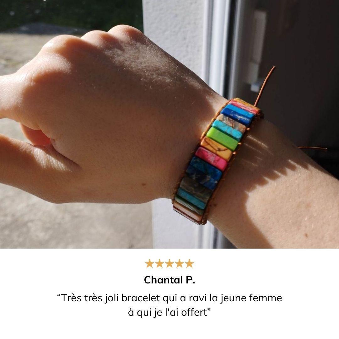 Bracelet Chakra En Cuir & Agate Noire - Unisexe - Pierres Naturelles