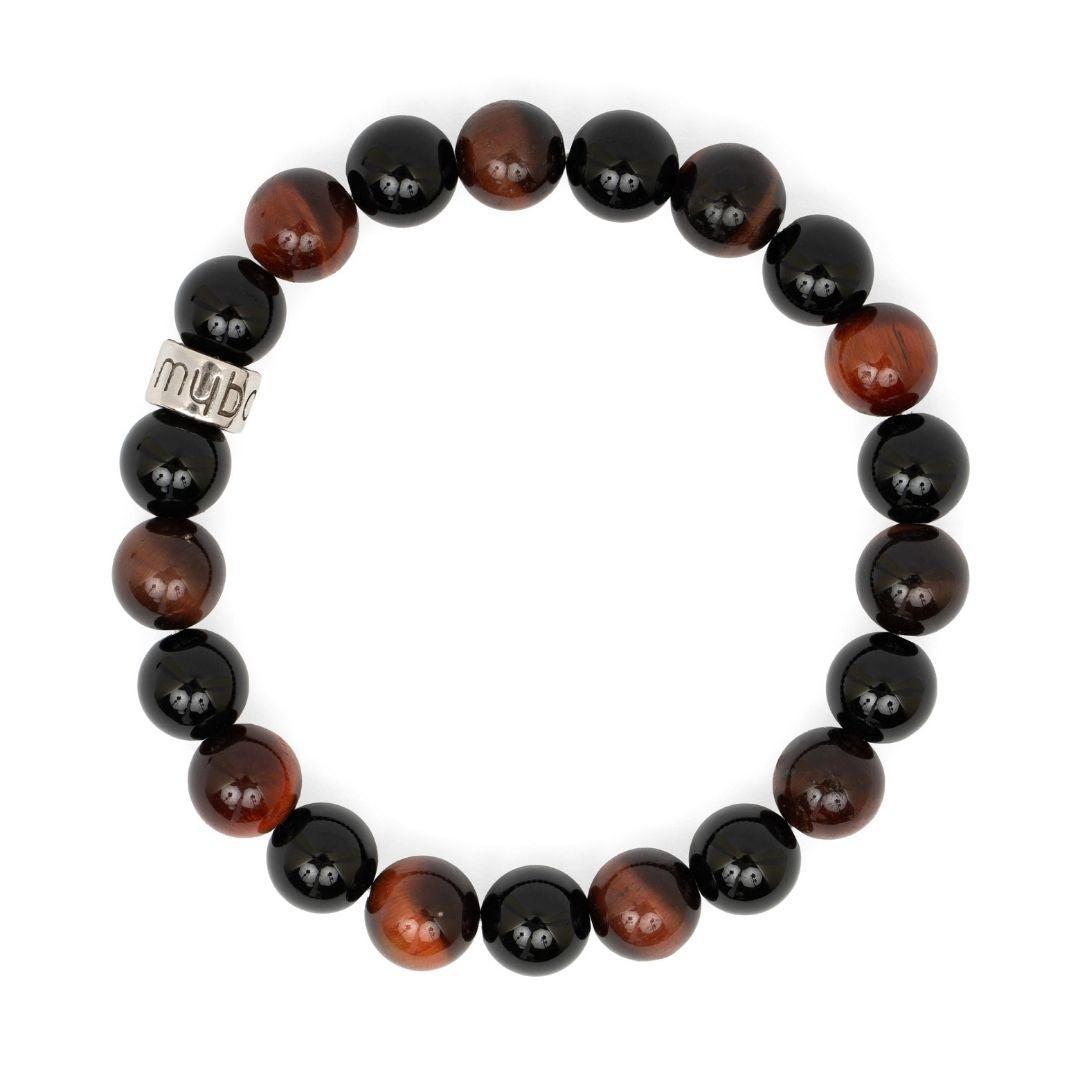 Bracelet « Force & Puissance » en Œil de Taureau et Onyx Noir