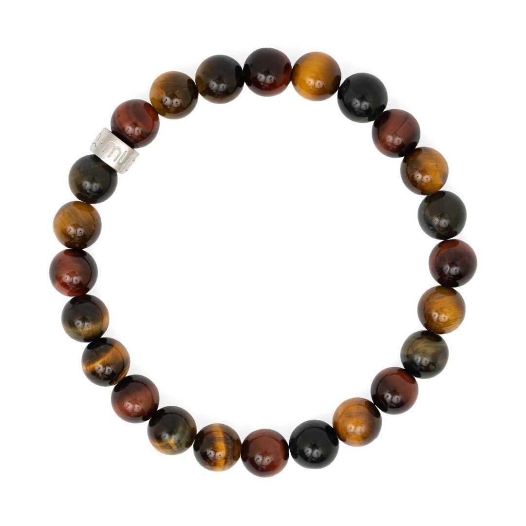 Bracelet « Gardien des 3 Yeux » en Œil de Tigre, Œil de Taureau et Œil de Faucon
