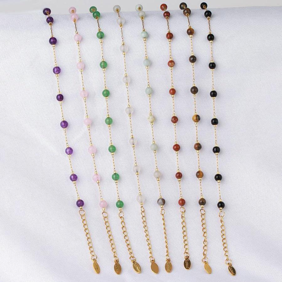 Bracelet Léger en Acier Inoxydable et Pierres