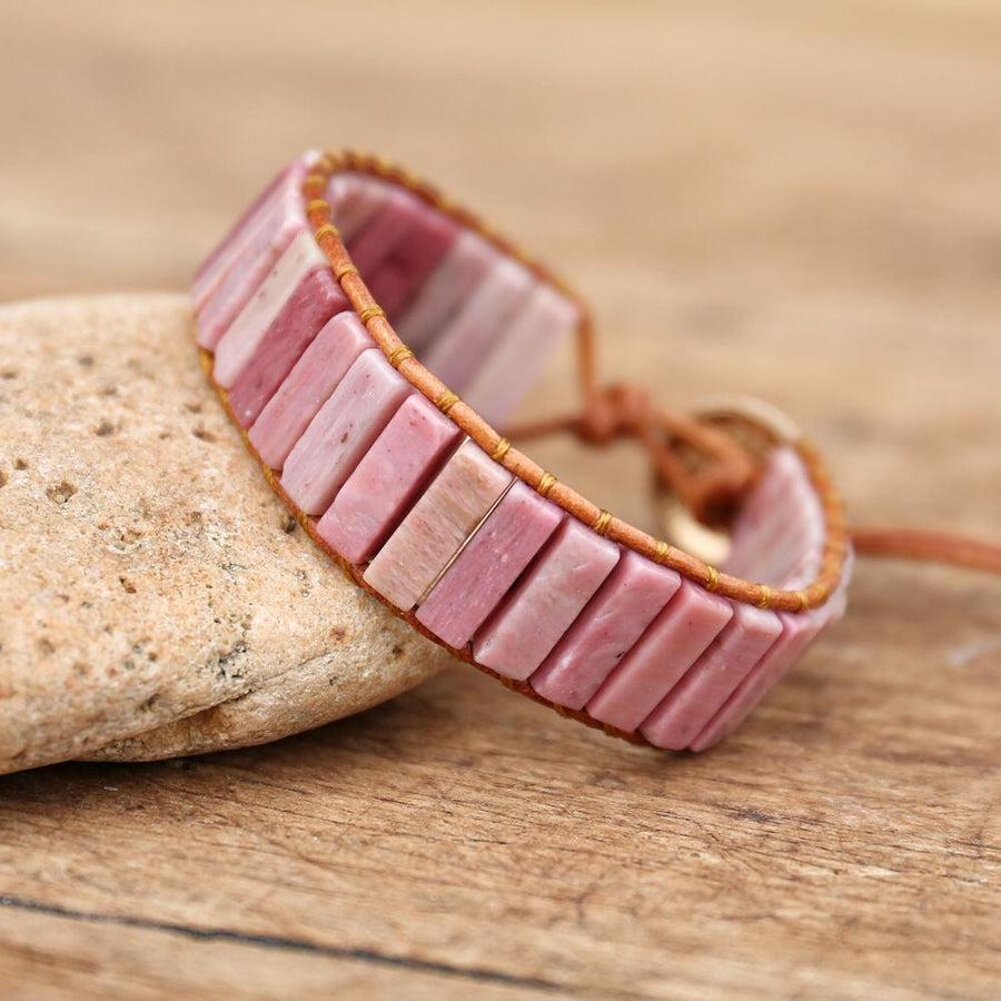 Bracelet manchette en Rhodonite naturelle